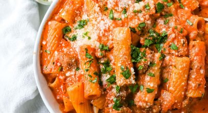 Creamy Rigatoni with Sausage and Spinach